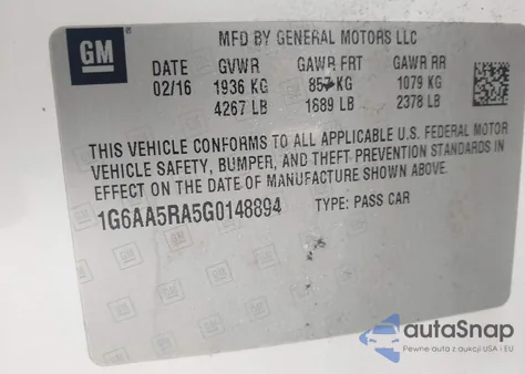 2016 Cadillac Ats Standard from USA, damaged, VIN 1G6AA5RA5G0148894